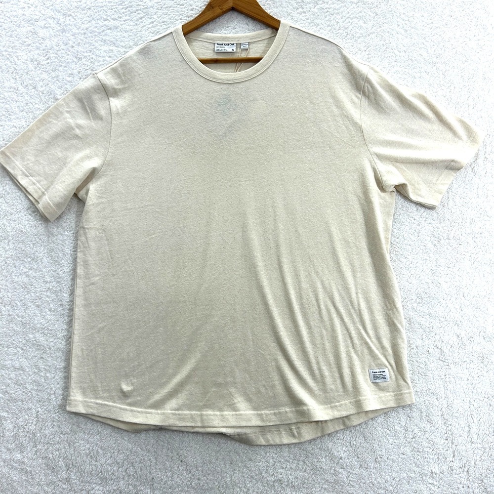 Frank & Oak Tee  Men's XXL Light Beige  Relaxed Fit Hemp Tee‎